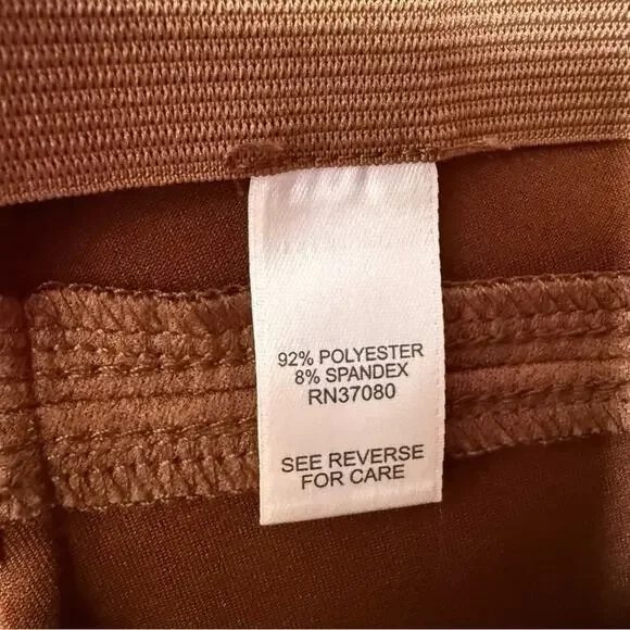 Cato Faux Suede Plus Size Pants 18/20W Stretch Waist, High Rise, Workwear, Brown - Picture 4 of 4